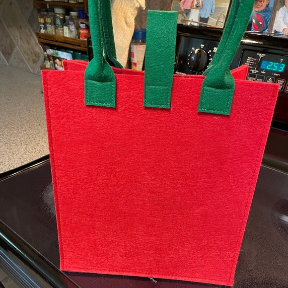 Christmas red and green felt festive tote bag - Picture 2 of 4